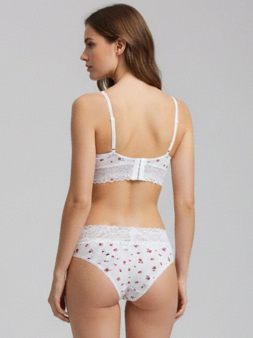 Cotton French Lace Bralette & Panty Set.