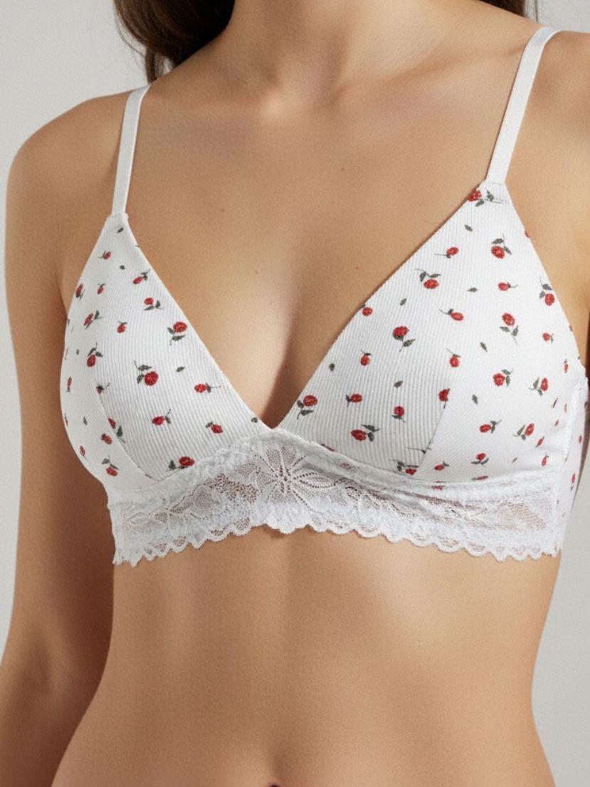 Cotton French Lace Bralette & Panty Set.